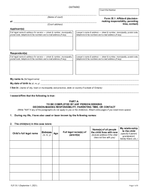 Ontario Affidavit Form 35.1