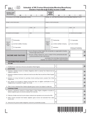 West Virginia Schedule EK-1