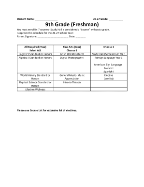 High School Course Enrollment Form