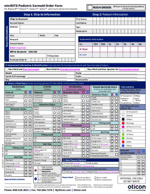 Pediatric Earmold Order Form