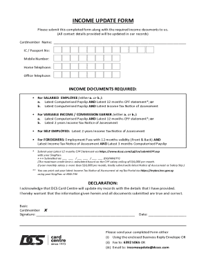 Income Update Form