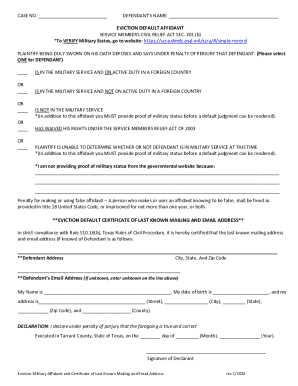 Eviction Default Affidavit