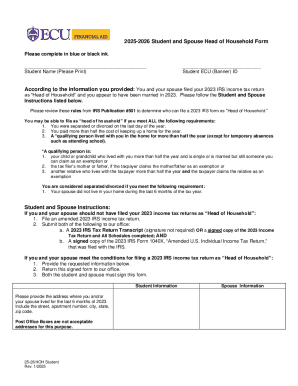 2025-2026 Student and Spouse Head of Household Form