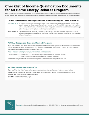 MI Home Energy Rebates Income Qualification Checklist