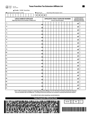 Texas Affiliate Nexus Report Form