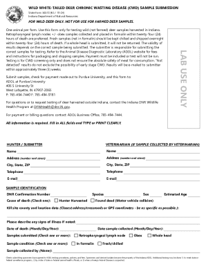 Indiana CWD Sample Submission Form