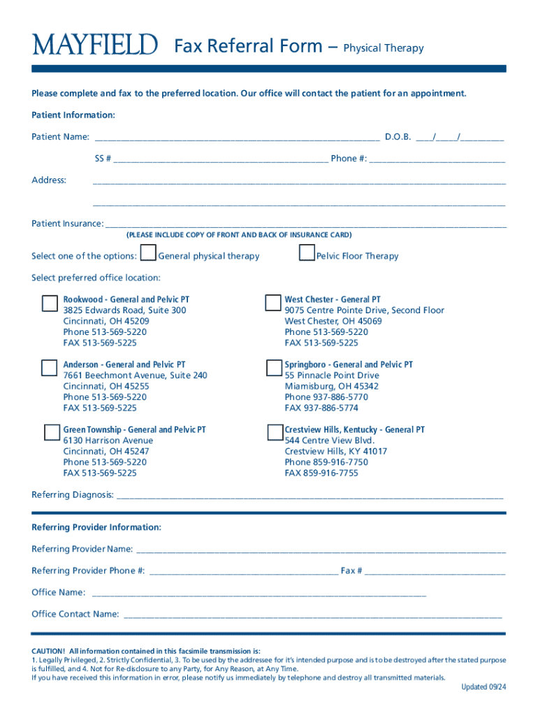 Fax Referral Form – Physical Therapy - Fill Out, Sign & Share Online ...
