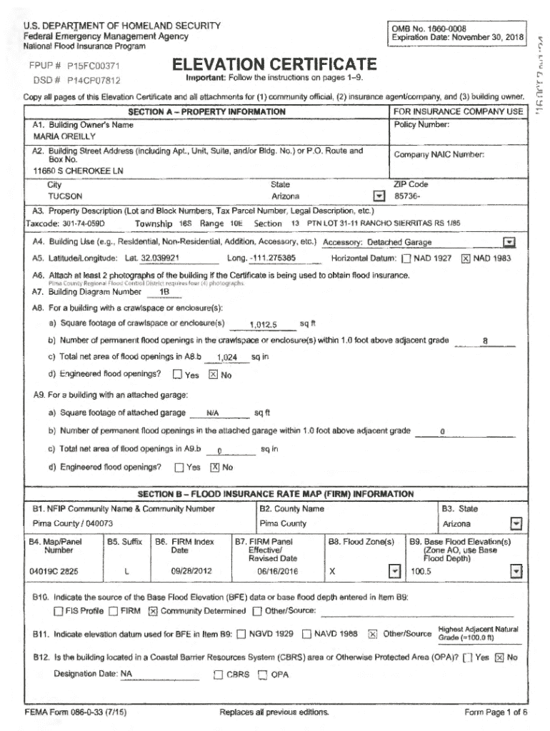 FEMA Elevation Certificate - Blank Fillable Template | Fill Out, Print ...
