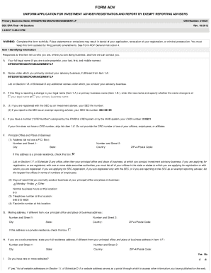 Form ADV Investment Adviser Registration