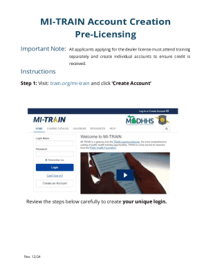 MI-TRAIN Account Creation Form