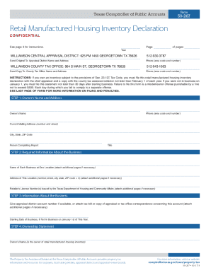 Texas Retail Manufactured Housing Inventory Declaration