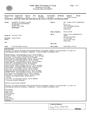 Texas Purchase Order Template