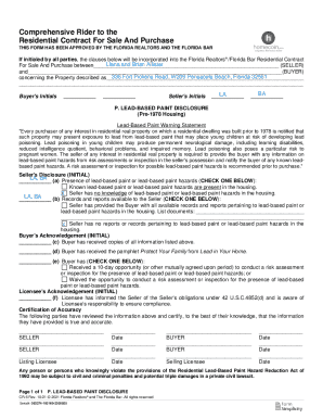 Comprehensive Rider to Residential Contract for Sale and Purchase