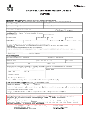 Shar-Pei Autoinflammatory Disease DNA Test Form