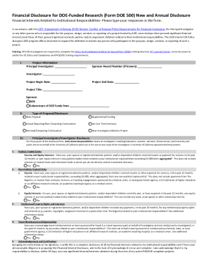 DOE Financial Disclosure Form 500