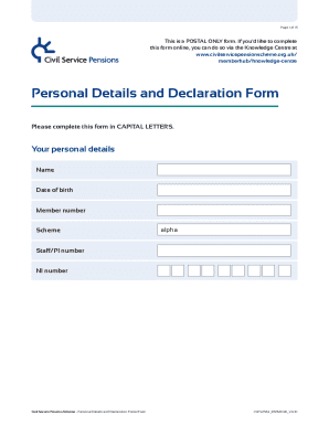 Civil Service Pension Scheme Personal Details and Declaration Form