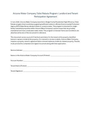 Arizona Water Company Toilet Rebate Agreement