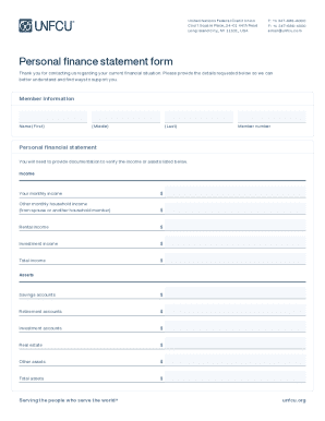 Personal Finance Statement Form