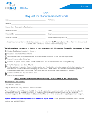 SNAP Request for Disbursement of Funds