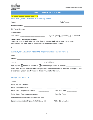 Facility Rental Application