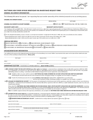 Spouse Beneficiary IRA Inheritance Request Form