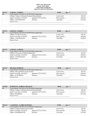 Texas Traffic Violation Court Docket