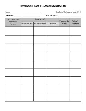 Methadone Part-Fill Accountability Log