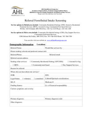 Referral Form/Initial Intake Screening