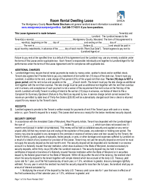 Montgomery County Room Rental Lease Agreement