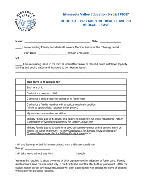 Minnesota Family Medical Leave Request Form