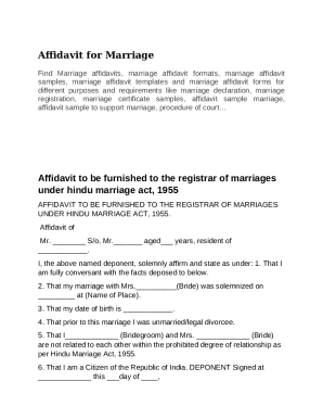 Affidavit for Marriage Registration