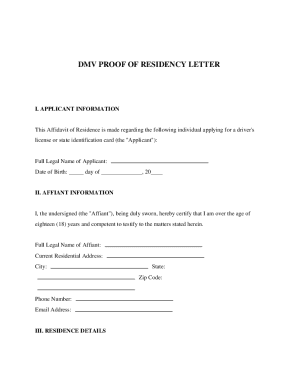 DMV Proof of Residency Letter