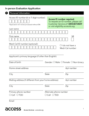Access Services Application Form