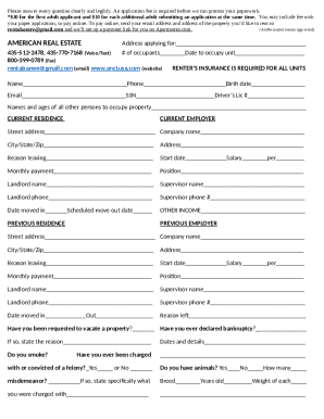 American Real Estate Rental Application