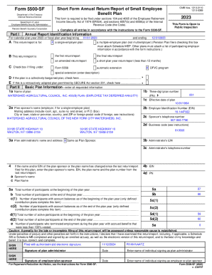 Form 5500-SF Annual Return/Report