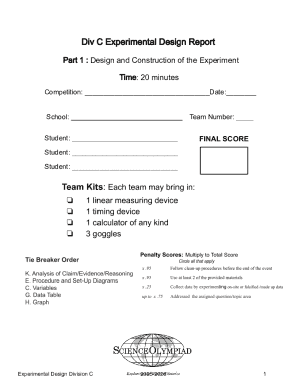 Science Olympiad Experimental Design Report
