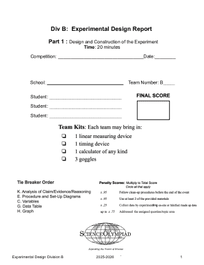 Experimental Design Report Form