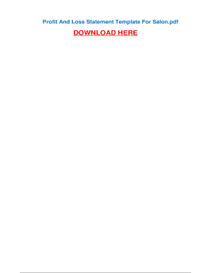 Profit and Loss Statement Template for Salon