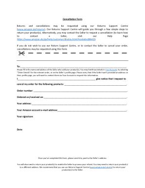 Amazon Cancellation Form