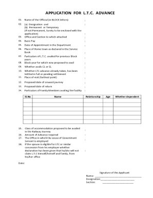 LTC Advance Application Form