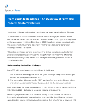 US Federal Estate Tax Return Form 706