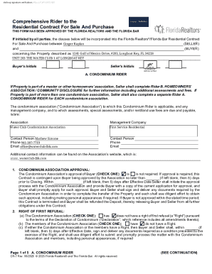 Comprehensive Rider to Residential Contract For Sale And Purchase