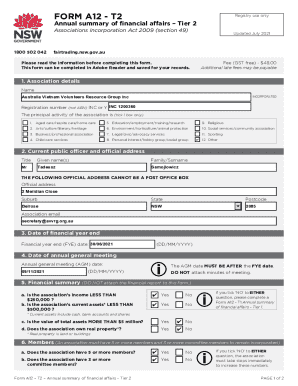 NSW Tier 2 Association Annual Summary Form