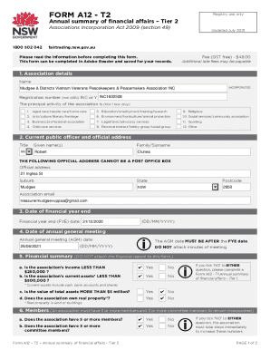 NSW Tier 2 Association Annual Summary Form