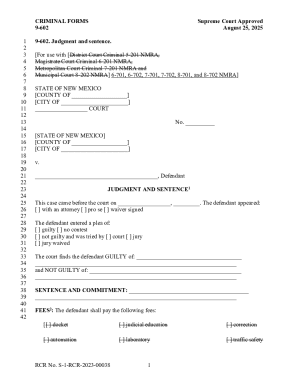 New Mexico Criminal Judgment and Sentence Form