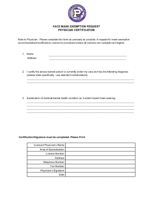Face Mask Exemption Request Form