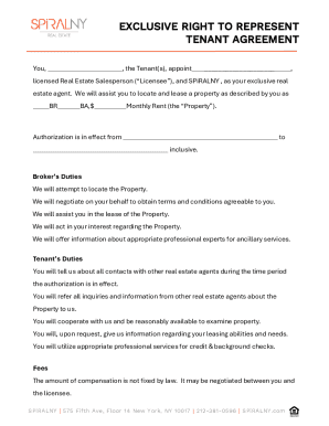 Exclusive Right to Represent Tenant Agreement