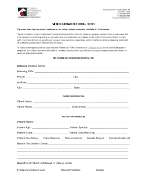 Veterinarian Referral Form