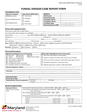 Maryland Fungal Disease Case Report Form