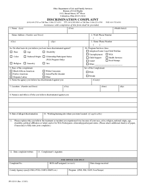 Ohio Discrimination Complaint Form